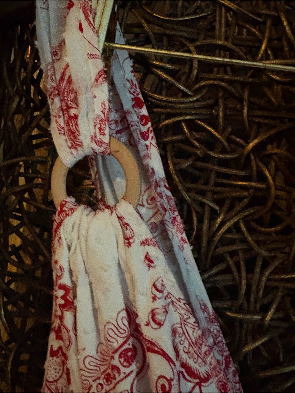 BB Dakota Red Ivory Paisley Wrap Dress Boho Cottagecore Western Mini Dress M - Picture 6 of 8